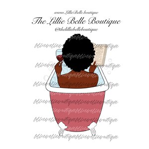 Bubble Bath African American PNG Fashion Illustration Cricut Silhoutte PNG Sublimation