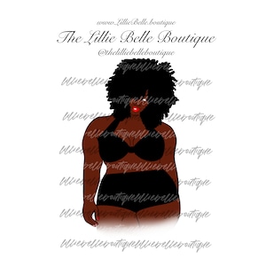 Curvy African American Woman Plus Size BBW PNG Sublimation Cricut Silhouette
