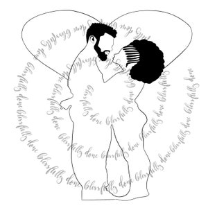 Valentine&#39;s Day ... African American Couple PNG SVG