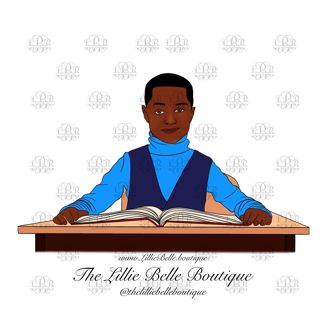 Sheldon African American Boy am Schreibtisch Schwarz Student Black Boy ...