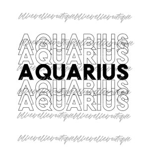 Aquarius Echo Astrology PNG Sublimation Print Then Cut Cricut Silhouette