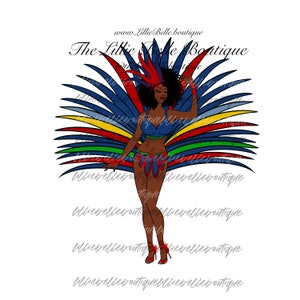 Belize Proud Caribbean Carnival African American Woman PNG Sublimation Print Then Cut Cricut Silhouette
