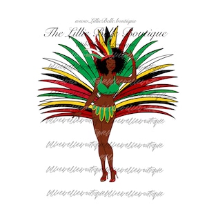 Guyana Caribbean Carnival African American Woman PNG Sublimation Print Then Cut Cricut Silhouette