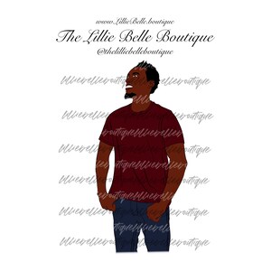 Looking Up African American Man PNG Clip Art Fashion Illustration Sublimation Print Then Cut Cricut Silhouette