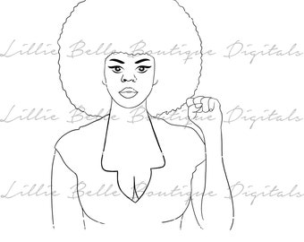 Power ... African American Woman with Afro PNG SVG , Cricut , Silhouette