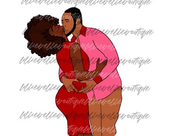 Snuggles Valentine&#39;s Day African American Couple PNG SVG Print Then Cut Cricut Silhouette Sublimation