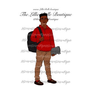 Back To School African American Boy PNG Print Then Cut Cricut Silhouette Sublimation