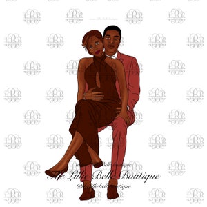 Melanin Black Love Black Couple  African American Couple Alopecia Black Art Illustration PNG Print Then Cut Cricut Silhouette Sublimation