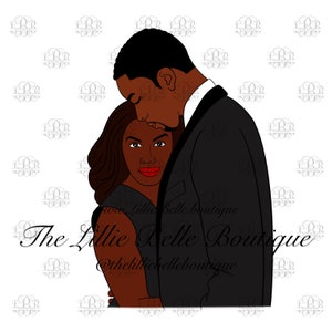 The Kiss Black Love Black Couple  African American Couple Black Art Illustration PNG Print Then Cut Cricut Silhouette Sublimation