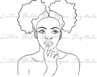 Thinking ... African American Woman with Afro PNG SVG , Cricut , Silhouette