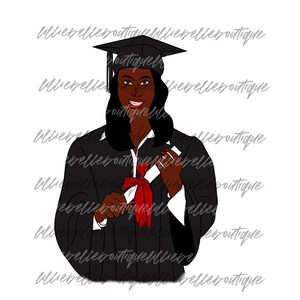 Diploma Graduation African American Woman PNG  Sublimation Print Then Cut Cricut Silhouette