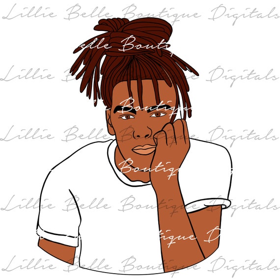 Dreaded ... African American Man with Dreadlocks Color PNG SVG | Etsy