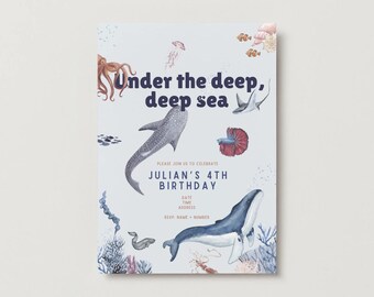 Under the Sea Invitation, Ocean Animals | Theme Birthday Party | Sea Animal | Toddler | Preschool | Cool Invitation