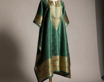 Regal Green and Gold Brocade Damask Kaftan Boubou – Made to Order