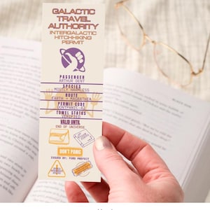 Don’t Panic Bookmark – Hitchhiker’s Guide to the Galaxy-Inspired | 2x5.6” Premium Bookmark | Glossy or Silk Finish | Sci-Fi Bookish Gift