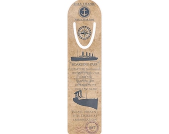 Titanic Boarding Pass Bookmark - Vintage Boarding Pass, Reader Gift, Travel Lover Accessory, Nautical Decor, Unique Bookmarker, History.