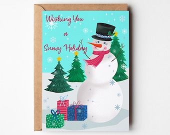 Snowman Holiday Card: Festive Winter Greeting Card