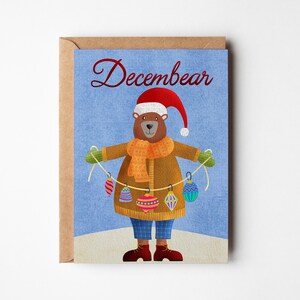 Decembear Christmas Card: Funny Bear Holiday Pun - 5x7&quot;