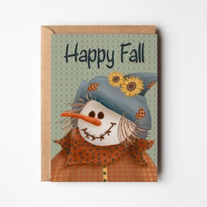 Autumn Scarecrow Greeting Card: Happy Fall Thanksgiving Note