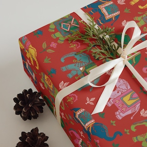 Emballage cadeau inspiré de l'Inde - Papier d'emballage luxueux pour mariage, Diwali, festival, fête indienne