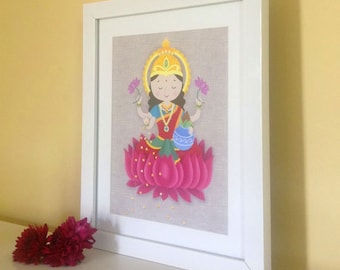 Digital Download Laxmi art, Lakshmi print Diwali, Goddess of Wealth, Hindu goddess, Indian Art