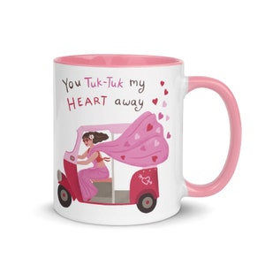 Valentine&#39;s Day Mug inspired by India and bollywood tuk tuk theme