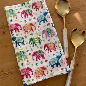 Pano de prato com arte artesanal de elefante real indiano, ideia de presente