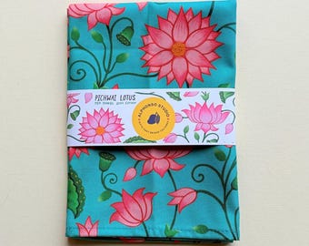 Paño de cocina de algodón de diseño Lotus hecho a mano, regalo de Navidad