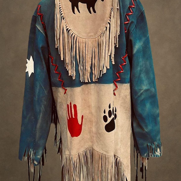 Camisa de guerra de gamuza pintada a mano: estilo nativo americano Lakota