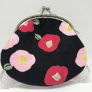 Floral Coin Purse, Red and Pink Fabric, Kiss Lock Clutch, Metal Frame Bag, Garden Lover Gift, Christmas Gift for Girlfriend, Birthday Gift