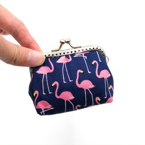 Bolsa de moedas flamingo, bolsa de moedas rosa, carteira com fecho, estampa de flamingo rosa, bolsa com estrutura de metal, presente de Natal para meninas, estofador de meia para criança