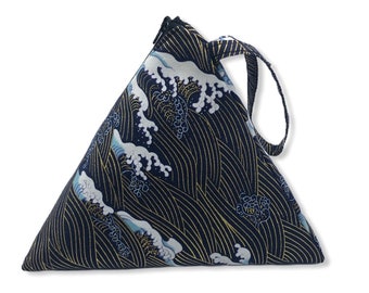 Triangle Bag, Pyramid Bag, Japanese Fabric, Japan Print Pattern, Gift for Friend