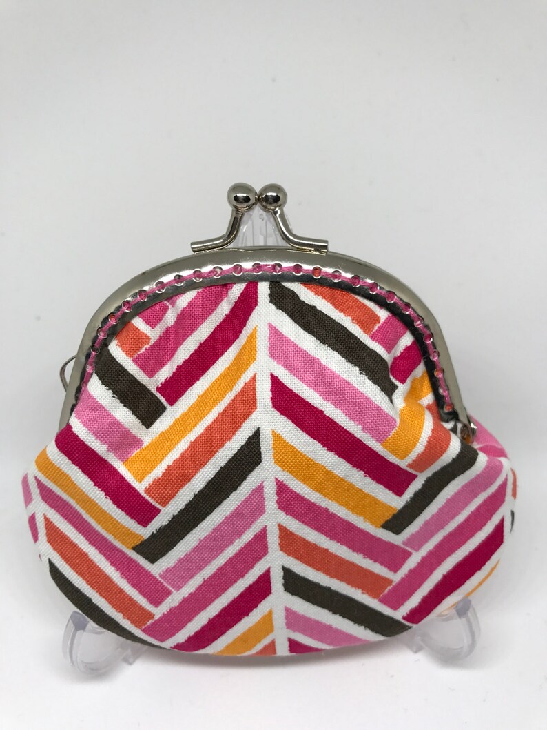 Clasp Coin Purse Kiss Lock Wallet Metal Frame Bag Geometric Etsy