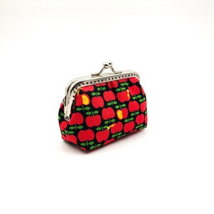 Bolsa de moedas Kisslock, bolsa com estrutura de metal, bolsa com fecho, carteira, bolsa de algodão, minhoca de maçã, presente de ação de graças, presente de aniversário, presente de Natal