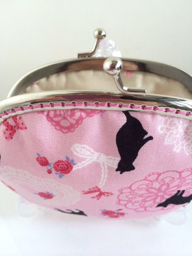 Pink Coin Purse Clasp Makeup Bag Kiss Lock Change Purse Etsy