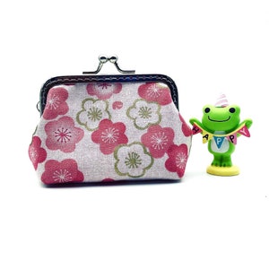 Rosa Münze Geldbörse, Kuss Schloss Verschluss, Blume Kupplung, Metall Rahmen Brieftasche, rosa Blumenstoff, Thanksgiving Geschenkidee, Weihnachtsgeschenk für Mädchen