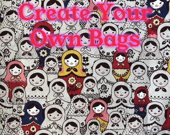 Create Your Own Bag, Kiss Lock Coin Purse, Crossbody Bag, Russia Dolls, Japanese Cotton Fabric