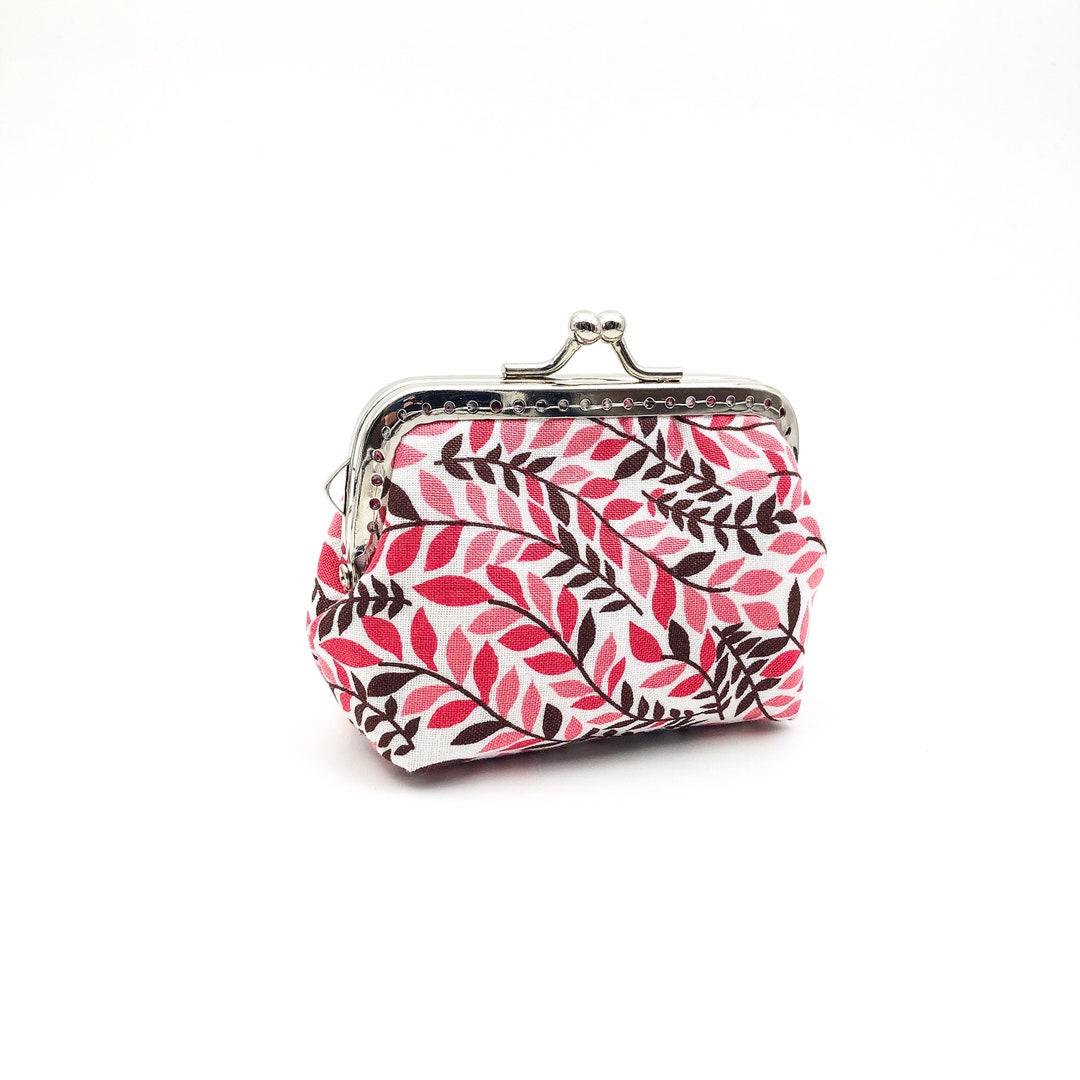 Kiss Lock Coin Purse, Twist Lock Bag, Japanese Cotton Fabric, Autumn