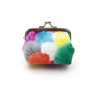 Kuss-Schloss-Geldbörse, Frauen Verschluss Geldbörse, japanische Baumwollstoff, kleine und süße bunte Pelz,