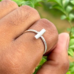 Minimalist Silver Open Bar Ring | Dainty Ring for Women | Sterling Silver Stacking Ring | Everyday Jewelry Gift for Her