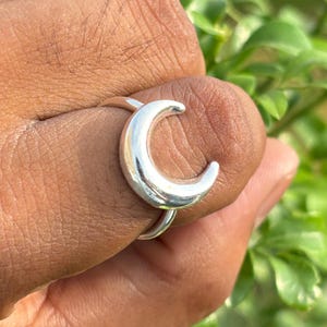 Sterling Silver Crescent Moon Ring | Dainty Moon Jewelry | Celestial Boho Ring | Minimalist Silver Jewelry | Moon Ring for Women