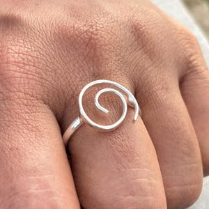 Minimalist Spiral Ring, Handmade Sterling Silver Swirl Ring, Boho Ring, Unique Modern Ring for Women, Gift Jewelry for Her
