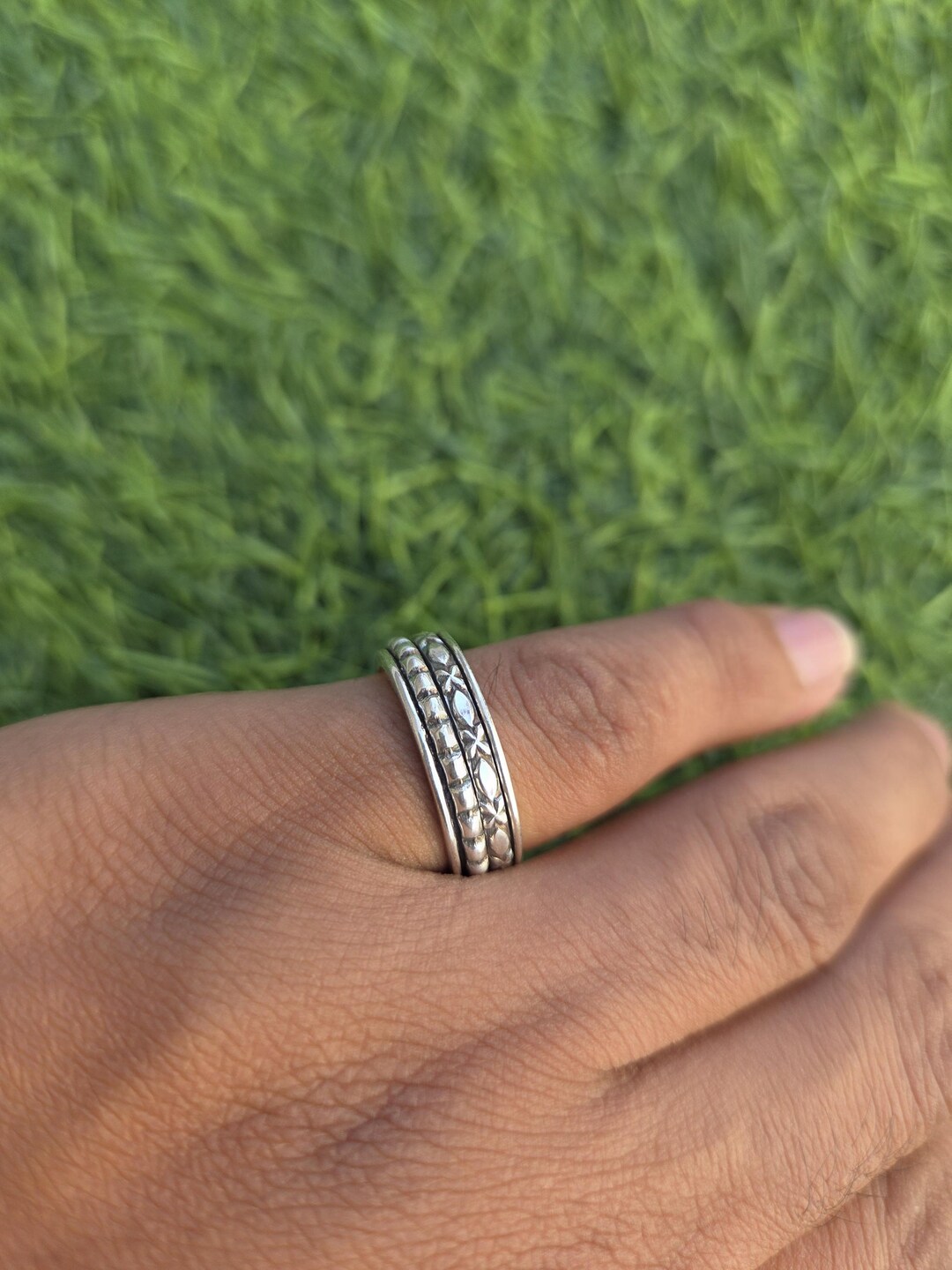 Sterling Silver Spinner Ring for Men & Women | Wide Meditation Worry ...
