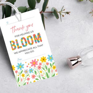 Étiquette d'appréciation MODIFIABLE | Téléchargement instantané | Étiquette-cadeau pour professeur | Cadeau de fleurs, de plantes, de semences | Cadeau imprimable| Merci de m'avoir aidé à m'épanouir