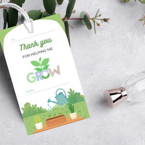Etiqueta de regalo para maestros editable / Descarga instantánea / Etiqueta de agradecimiento / Regalo de flores, plantas y semillas / Recuerdo imprimible / Gracias por ayudarme a crecer
