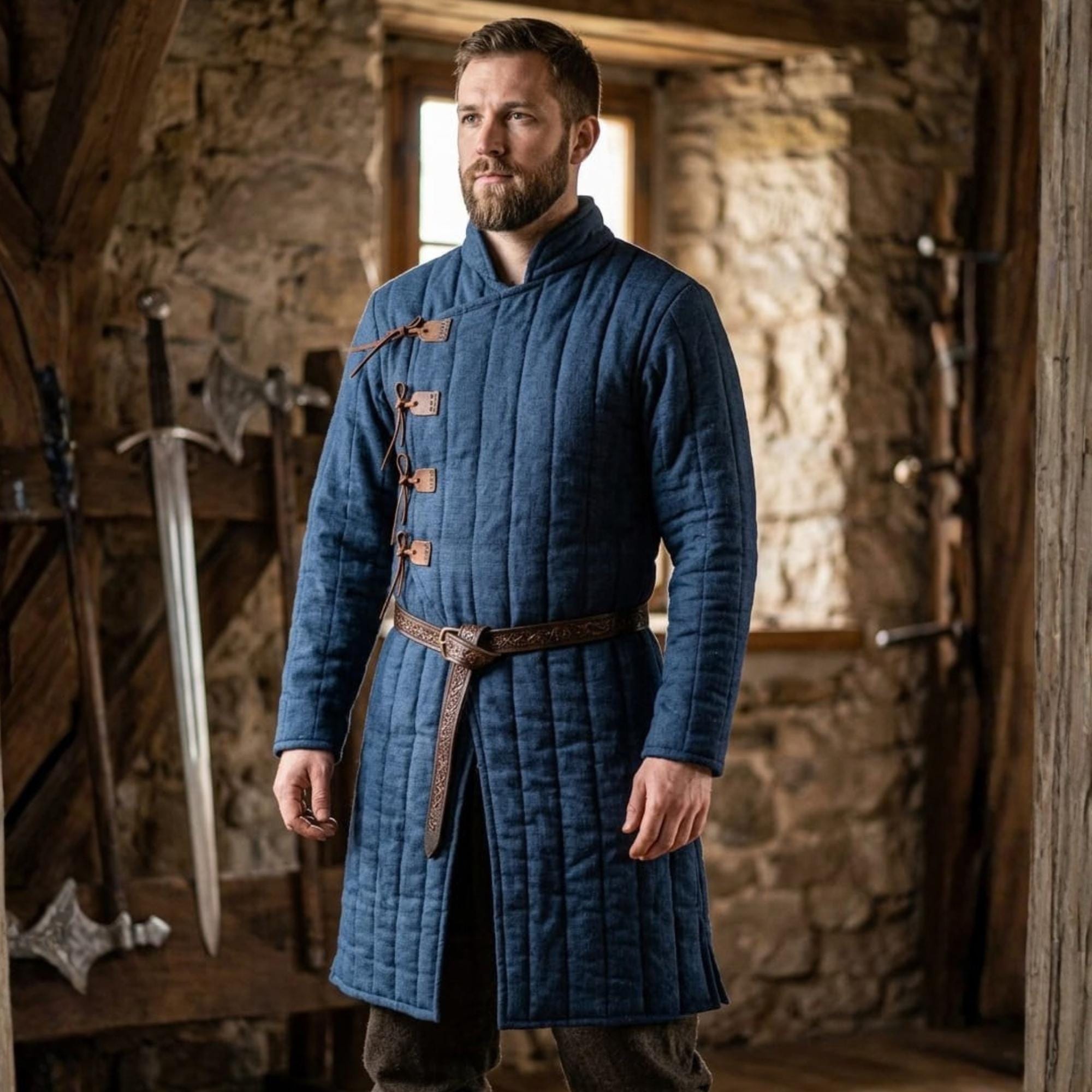 Medieval Gambeson Padded Armor Jacket – SCA LARP Combat Cotton Aketon ...
