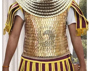 Brass Scale Lorica Squamata: Roman Empire Armor with Leather Edges