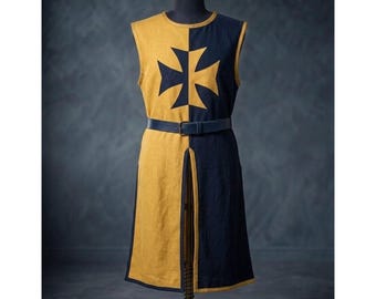 Medieval Templar Tabard, Red Cross Surcoat, Knight Costume for LARP, Reenactment & Cosplay