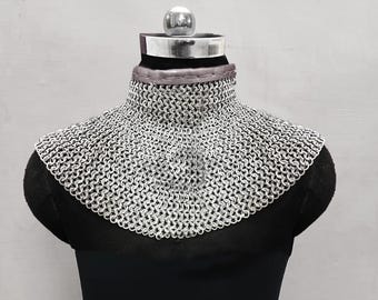 9mm Aluminum Chainmail Collar: Medieval Costume, Riveted Flat Ring Gorget