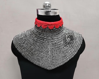 6MM Flat Ring Chainmail Gorget: Riveted Mild Steel Collar for SCA, Larp Armor